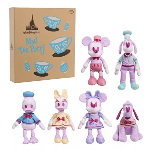 Walt Disney World 50th Anniversary Mad Tea Party Plush Set 6 Pieces Mickey‎ NEW - Picture 2 of 16
